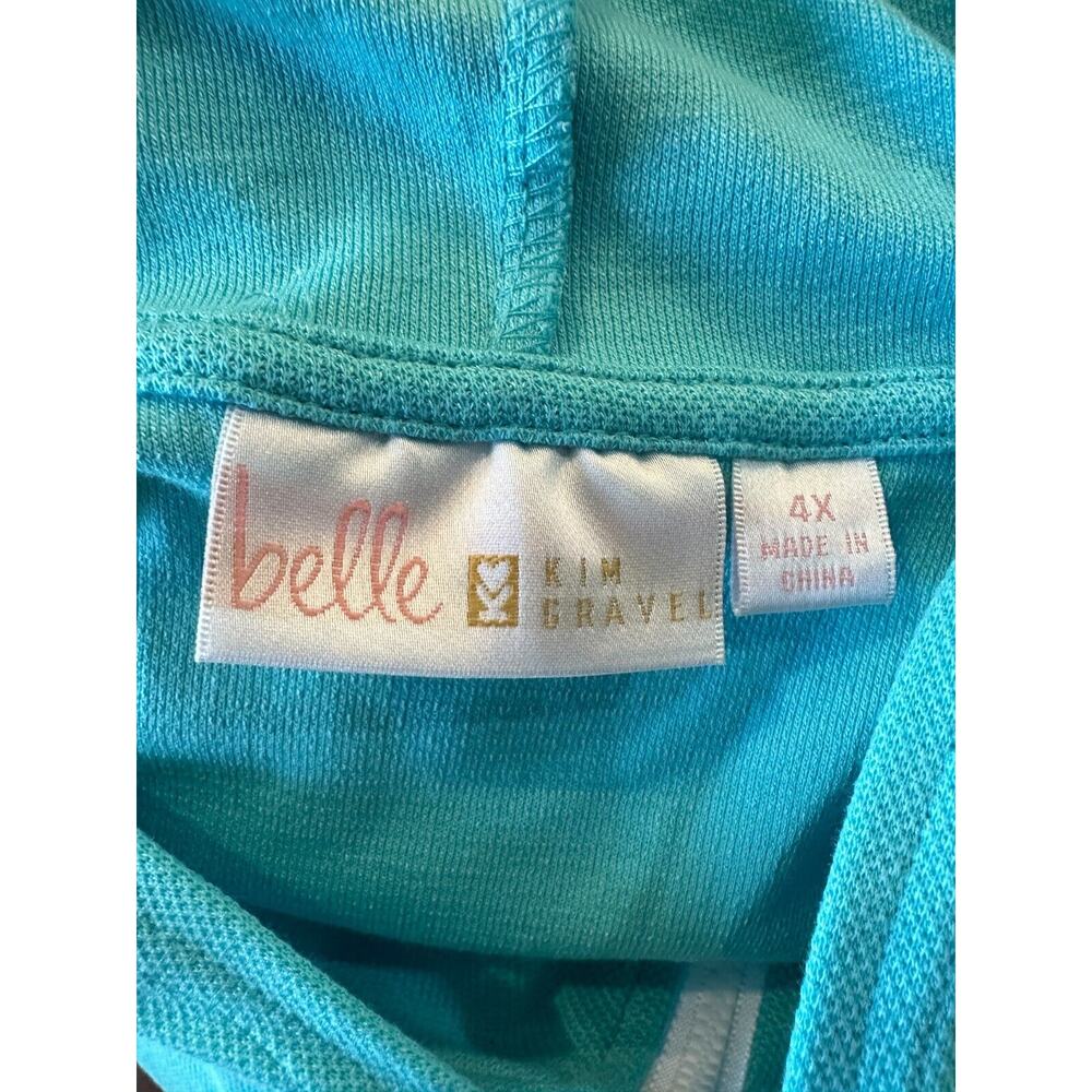 Belle by Kim Gravel Perfect Pique Haute Zip Anorak Aqua Blue Womens Plus Size 4X - Picture 12 of 14